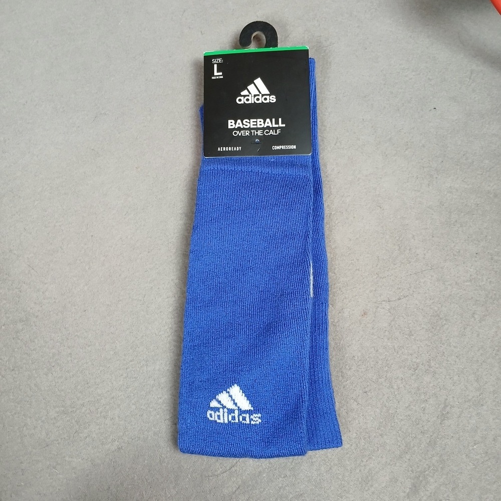New Unisex 1 Pair ADIDAS Blue Team Compression Socks Baseball Over The Calf Sz L
